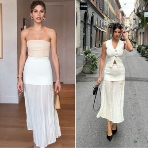 Zara mixed pleated knit skirt